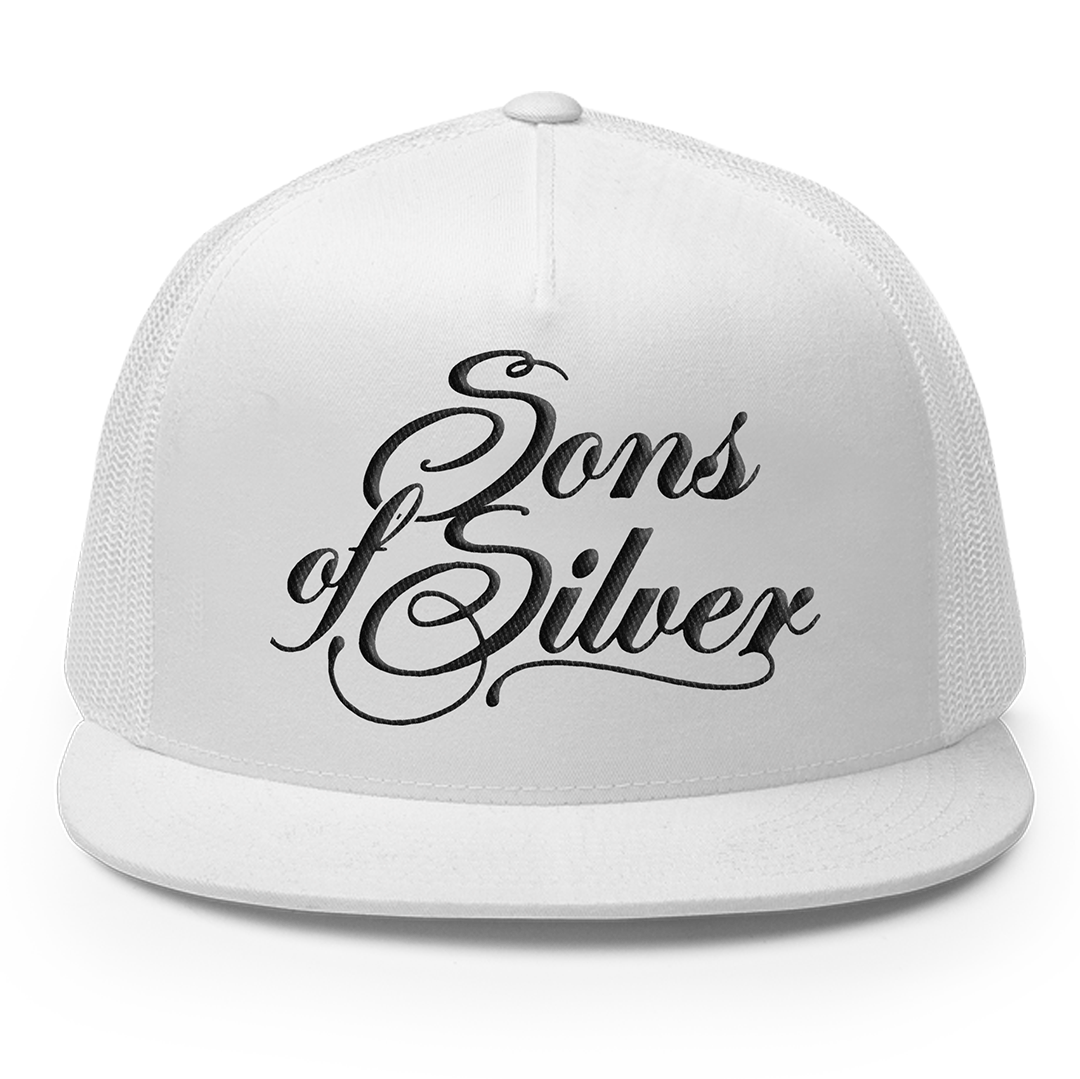 "Script Logo" Trucker Hat In White