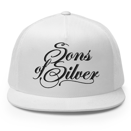 "Script Logo" Trucker Hat In White